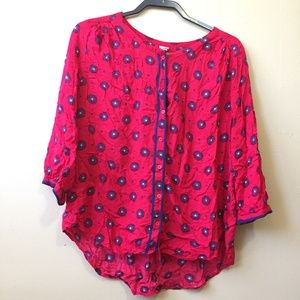 Red 3/4 sleeve button down